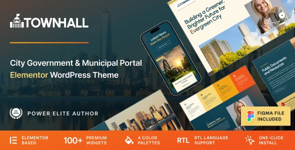 Town Hall - Municipal Portal & Local City Government WordPress Theme WordPress theme homepage layout for a candidate political campaign website