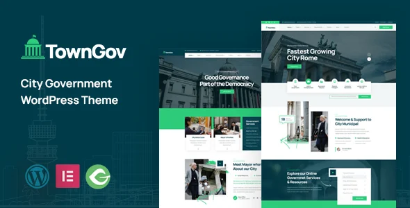 Towngov - City Government WordPress Theme WordPress theme homepage layout for a city political campaign website
