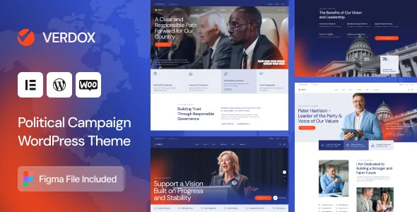 Verdox - Political Election Campaign WordPress Theme WordPress theme homepage layout for a campaign political campaign website