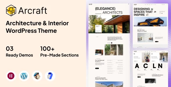Arcraft – Architecture & Interior WordPress Theme — homepage layout