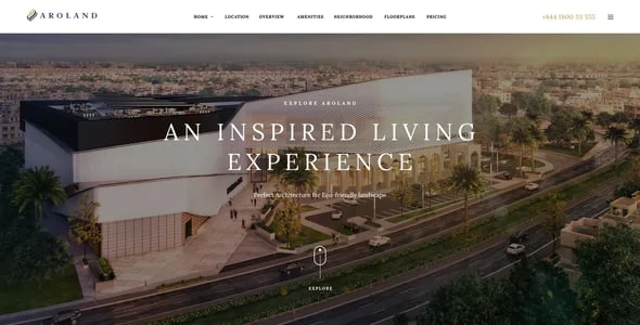 Aroland - Single Property Landing Page WordPress Theme — interior page design