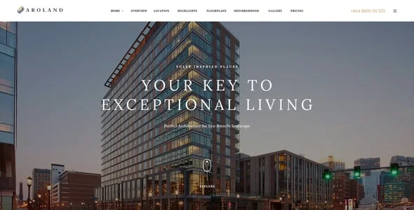 Aroland - Single Property Landing Page WordPress Theme — design detail view