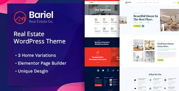 Bariel - Real Estate WordPress Theme — homepage layout