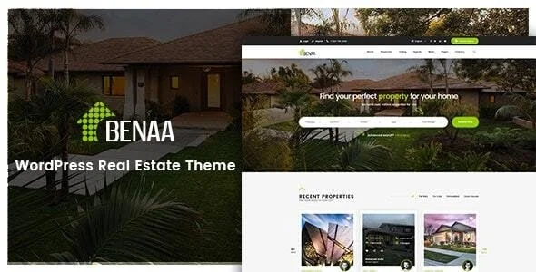 Benaa - Real Estate WordPress Theme — homepage layout