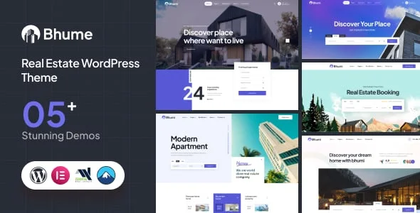 Bhume - Real Estate WordPress Theme — homepage layout