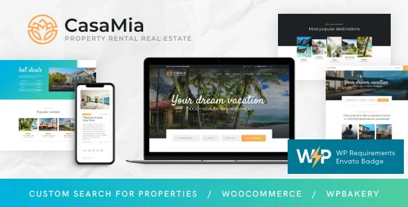 CasaMia | Property Rental Real Estate WordPress Theme — homepage layout