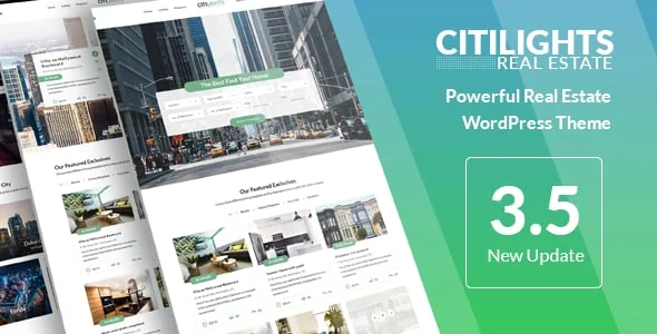 CitiLights - Real Estate WordPress Theme — homepage layout