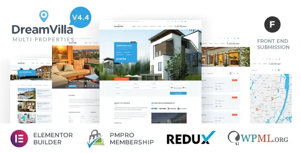 DreamVilla - Real Estate WordPress Theme — homepage layout