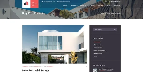 Estate - Property Sales & Rental WordPress Theme + RTL — interior page design