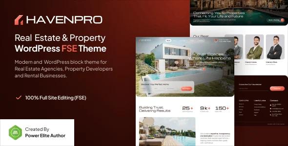Havenpro – Real Estate Agency & Property Gutenverse FSE WordPress Block Theme — homepage layout