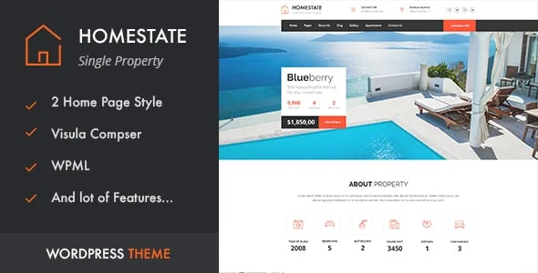 HOME STATE - Single Property Real Estate WordPress Theme — homepage layout