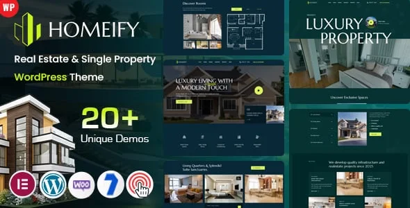 Homeify - Real Estate Single Property WordPress — homepage layout