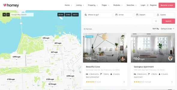 Homey - Booking and Rentals WordPress Theme — design detail view
