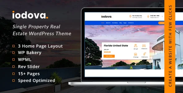 Iodova - Single Property Real Estate WordPress Theme — homepage layout