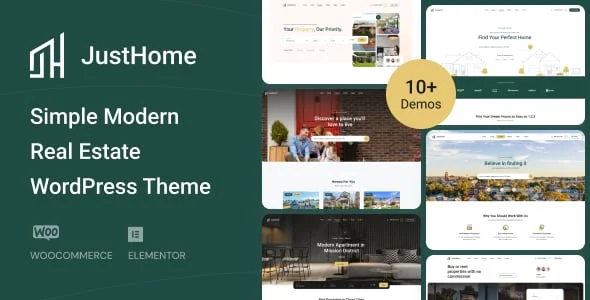 Justhome – Real Estate WordPress Theme — homepage layout