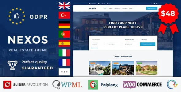 Nexos - Real Estate WordPress Theme — homepage layout