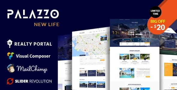 Palazzo - Real Estate WordPress Theme — homepage layout