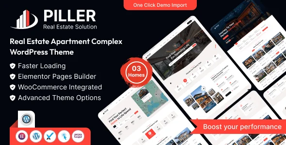 Piller – Real Estate WordPress Theme — homepage layout