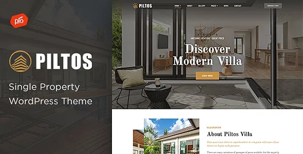 Piltos - Single Property WordPress Theme — homepage layout