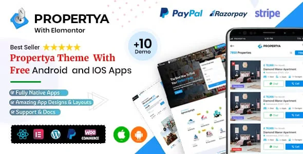 Propertya - Real Estate WordPress Theme — homepage layout