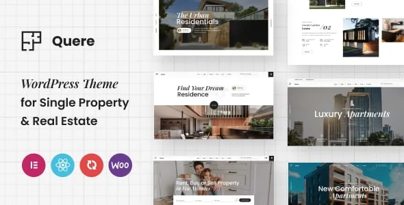 Quere - Real Estate & Apartments WordPress Theme — homepage layout