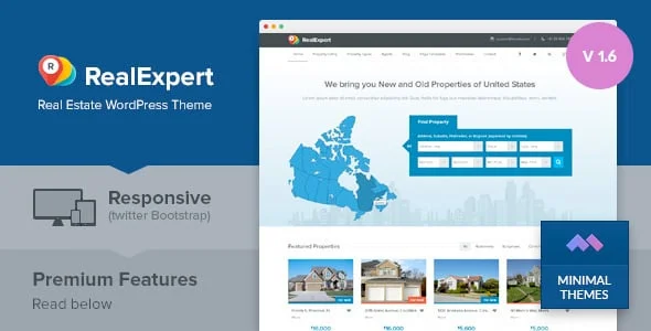 Real Expert - Responsive Real Estate and Property Listing WP Theme — homepage layout