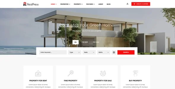RealPress - Estate Sale and Rental WordPress Theme — single post layout