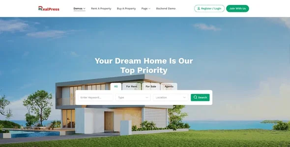 RealPress - Estate Sale and Rental WordPress Theme — design detail view