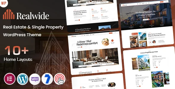 Realwide - Real Estate WordPress Theme — homepage layout