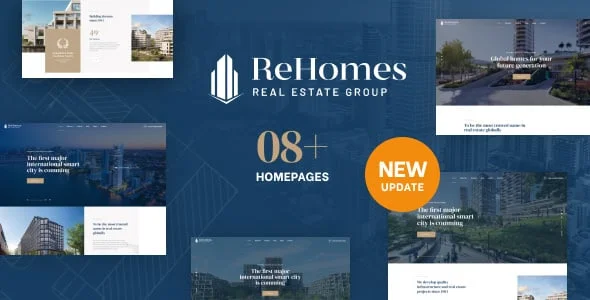 Rehomes - Real Estate Group WordPress Theme — homepage layout