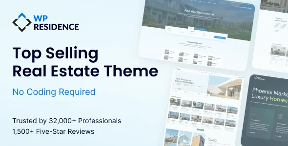 Residence Real Estate WordPress Theme — homepage layout