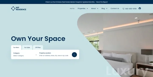 Residence Real Estate WordPress Theme — single post layout