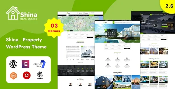 Shina - Real State Property WordPress Theme — homepage layout