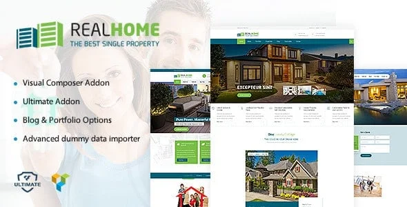Single Property WordPress Theme — homepage layout