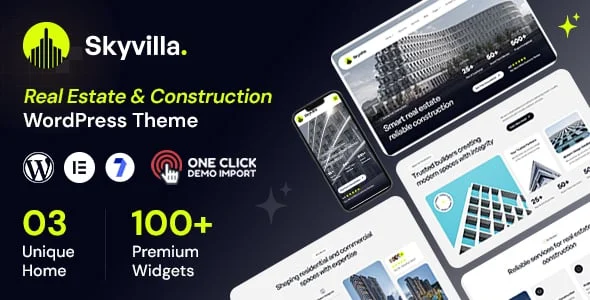 Skyvilla - Real Estate & Construction Group WordPress Theme — homepage layout