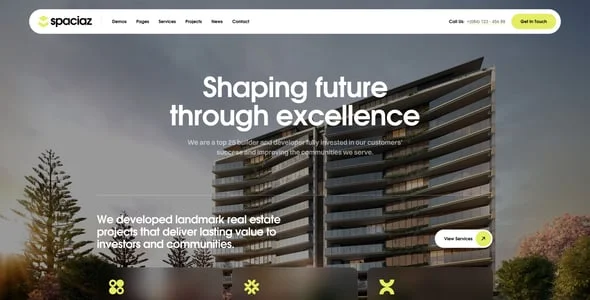 Spaciaz – Real Estate & Construction Group WordPress Theme — blog and article listing