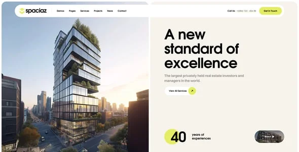 Spaciaz – Real Estate & Construction Group WordPress Theme — interior page design