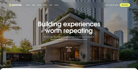 Spaciaz – Real Estate & Construction Group WordPress Theme — design detail view
