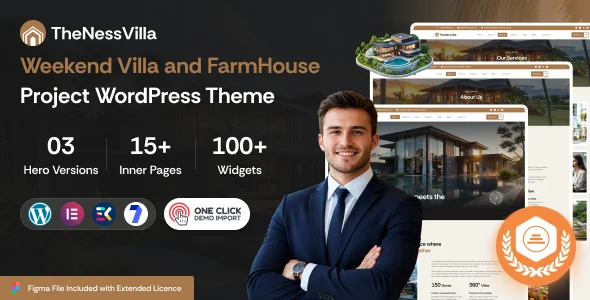 TheNessVilla - Weekend Villa and FarmHouse Project WordPress Theme — homepage layout