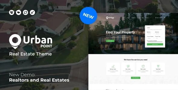 UrbanPoint - House Selling & Rental WordPress Theme — homepage layout