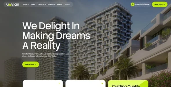 Vian - Real Estate & Construction WordPress Theme — blog and article listing
