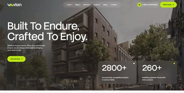 Vian - Real Estate & Construction WordPress Theme — interior page design