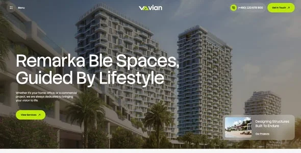 Vian - Real Estate & Construction WordPress Theme — design detail view