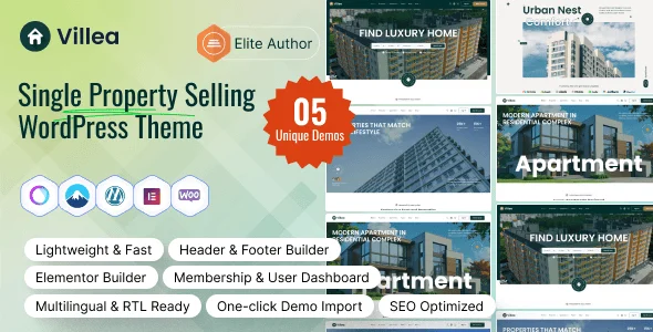 Villea - Single Property & Apartment WordPress Theme — homepage layout