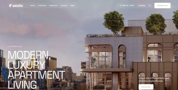 Westio – Real Estate & Apartment Landing Page WordPress Theme — blog and article listing
