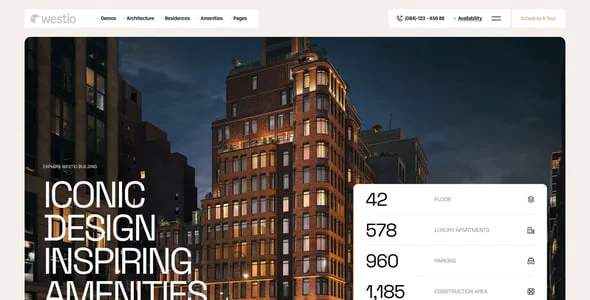 Westio – Real Estate & Apartment Landing Page WordPress Theme — interior page design