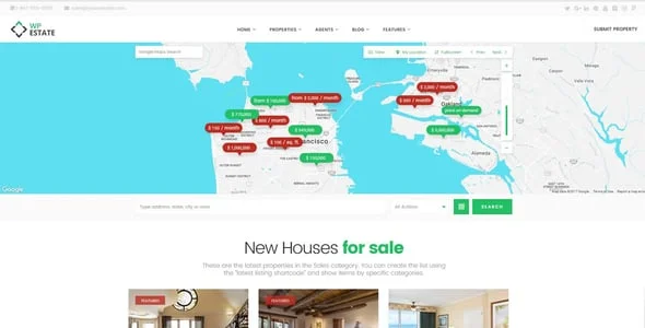 WpEstate Real Estate WordPress Theme — blog and article listing