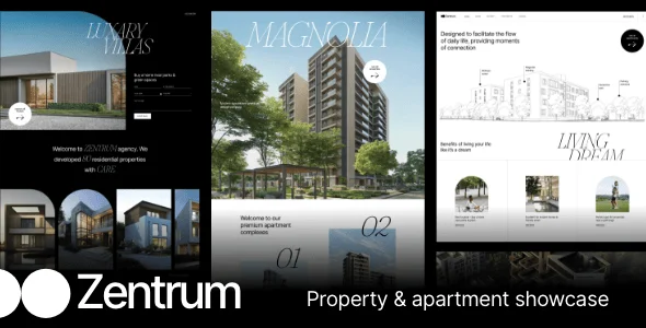 Zentrum - Property & Apartment Showcase WordPress Theme — homepage layout