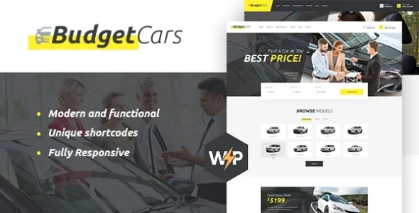 Budget Cars | Car Hire & Rental Leasing WordPress Theme + Store WordPress theme homepage layout for a auto retail website