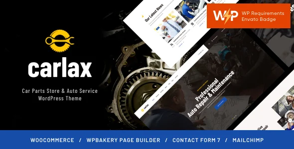 Carlax | Car Garage & Auto Repair Service WordPress Theme + Parts Store WordPress theme homepage layout for a auto retail website